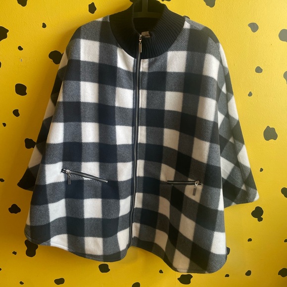 La Moda Womens Plaid Poncho Cape Size XL Y2K Cozy Academia Aesthetic Streetwear - Picture 2 of 7